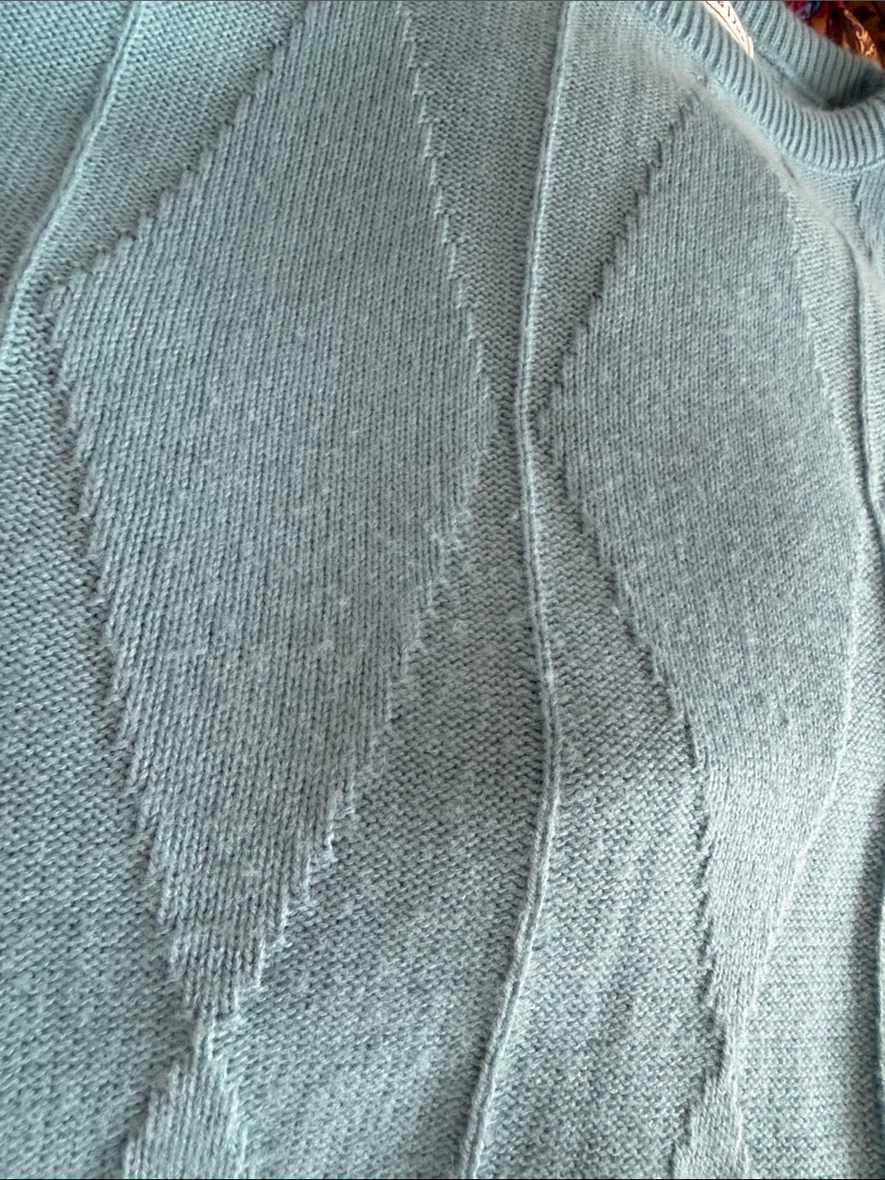Vintage Christian Dior Woven Blue Sweater Diamond pattern xl made in the USA 90s - Picture 8 of 10